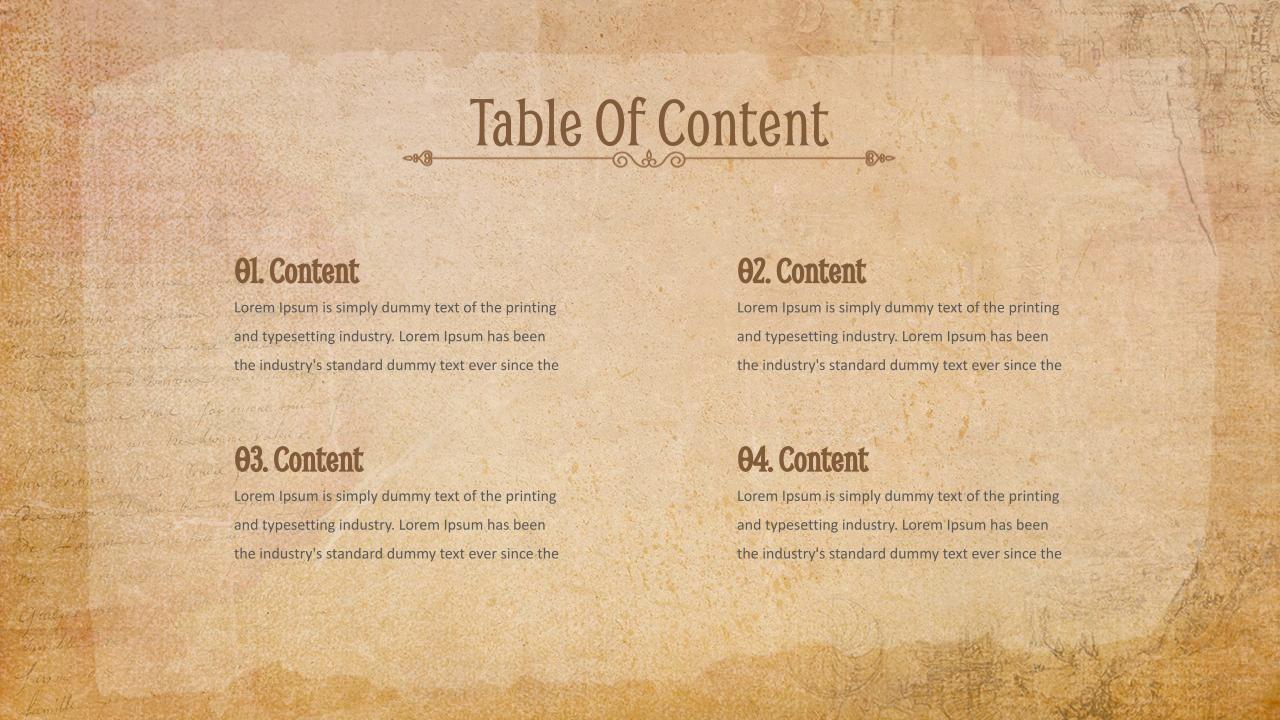 Vintage Table Of Content Templates For PowerPoint