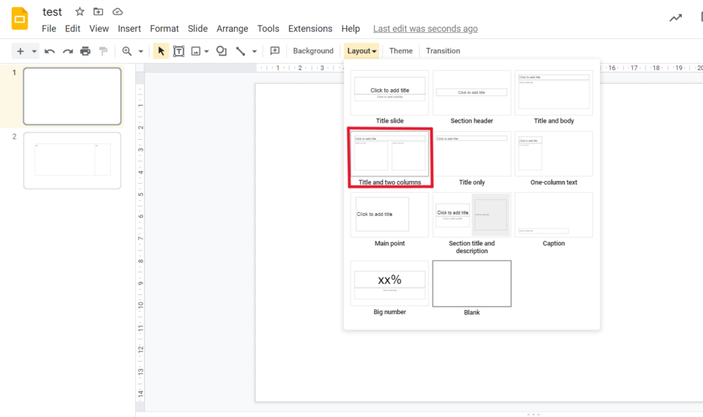 make columns google presentation