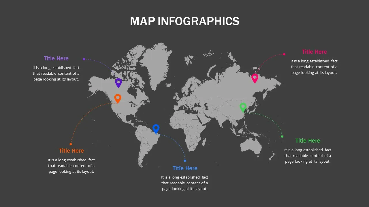 Dark Theme World Map Presentation Slide