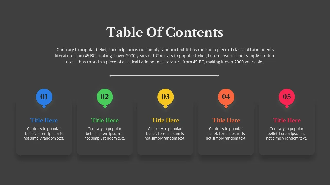 Table Of Contents Slide Template