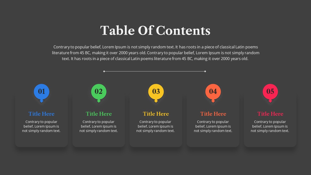 Table Of Contents Slide Template
