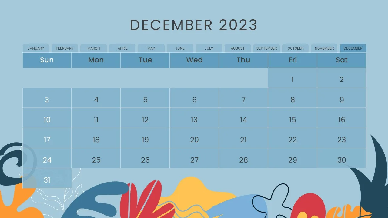 2023 December Calendar Presentation Template