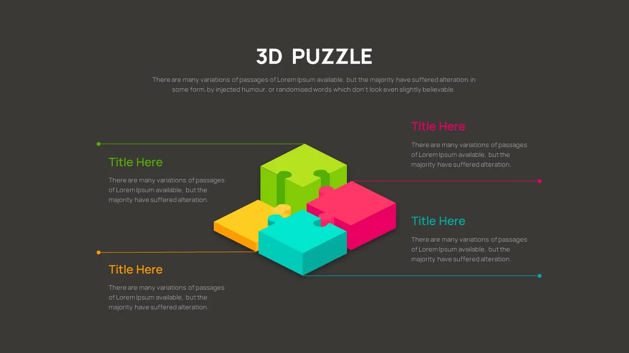 Modèle de présentation infographique de puzzle 3D et carré