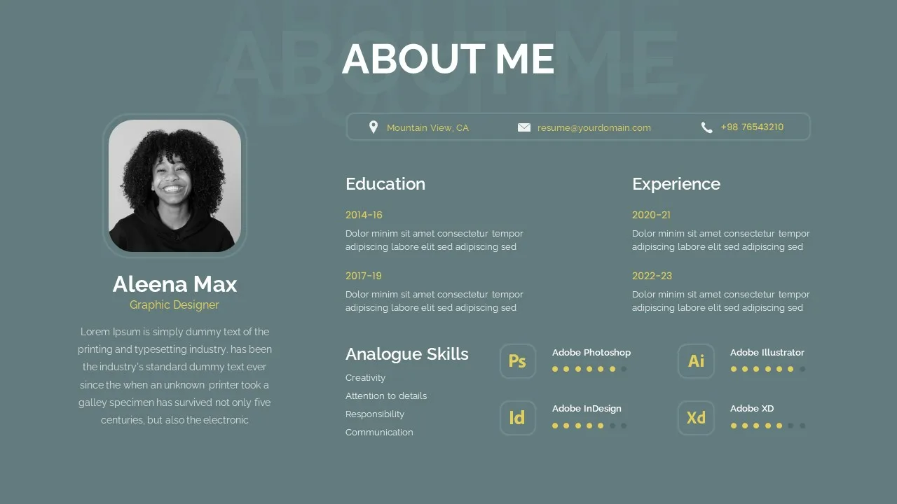 Customized About Me Presentation Template SlideKit