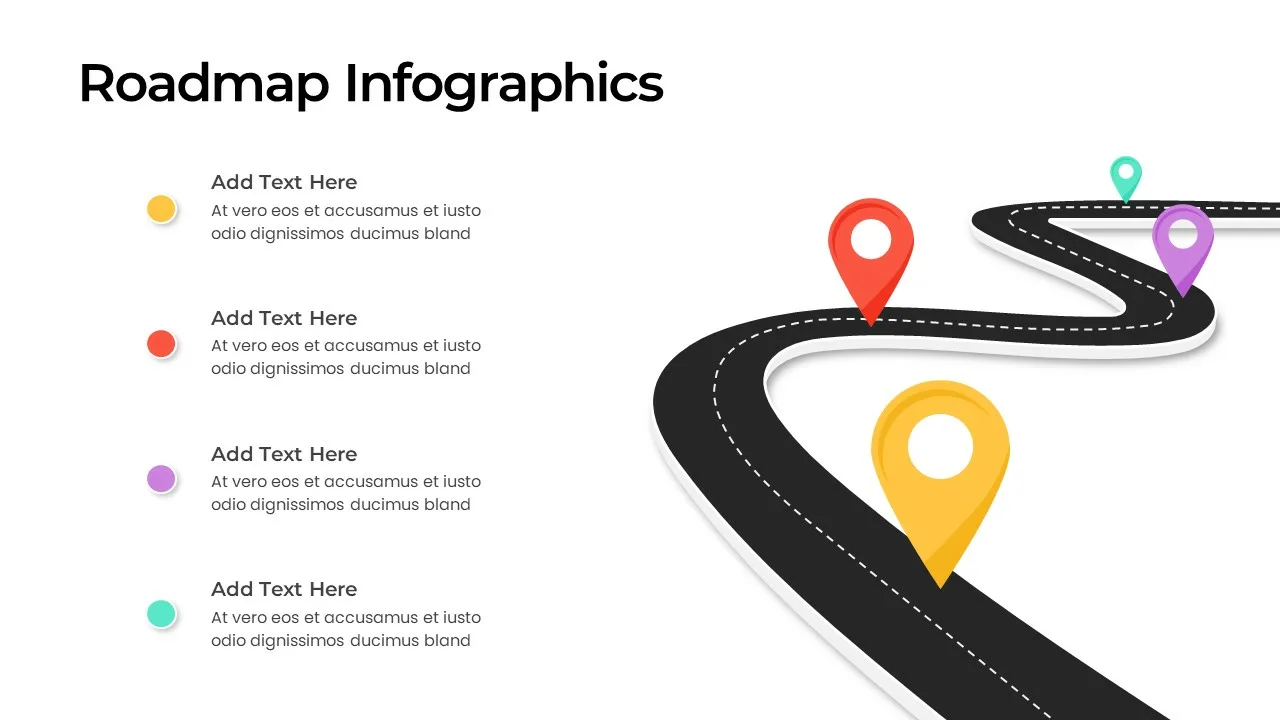 4 Stage Road Map Slide Template