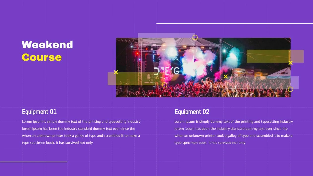 Purple And Yellow Weekend Course Slides Template