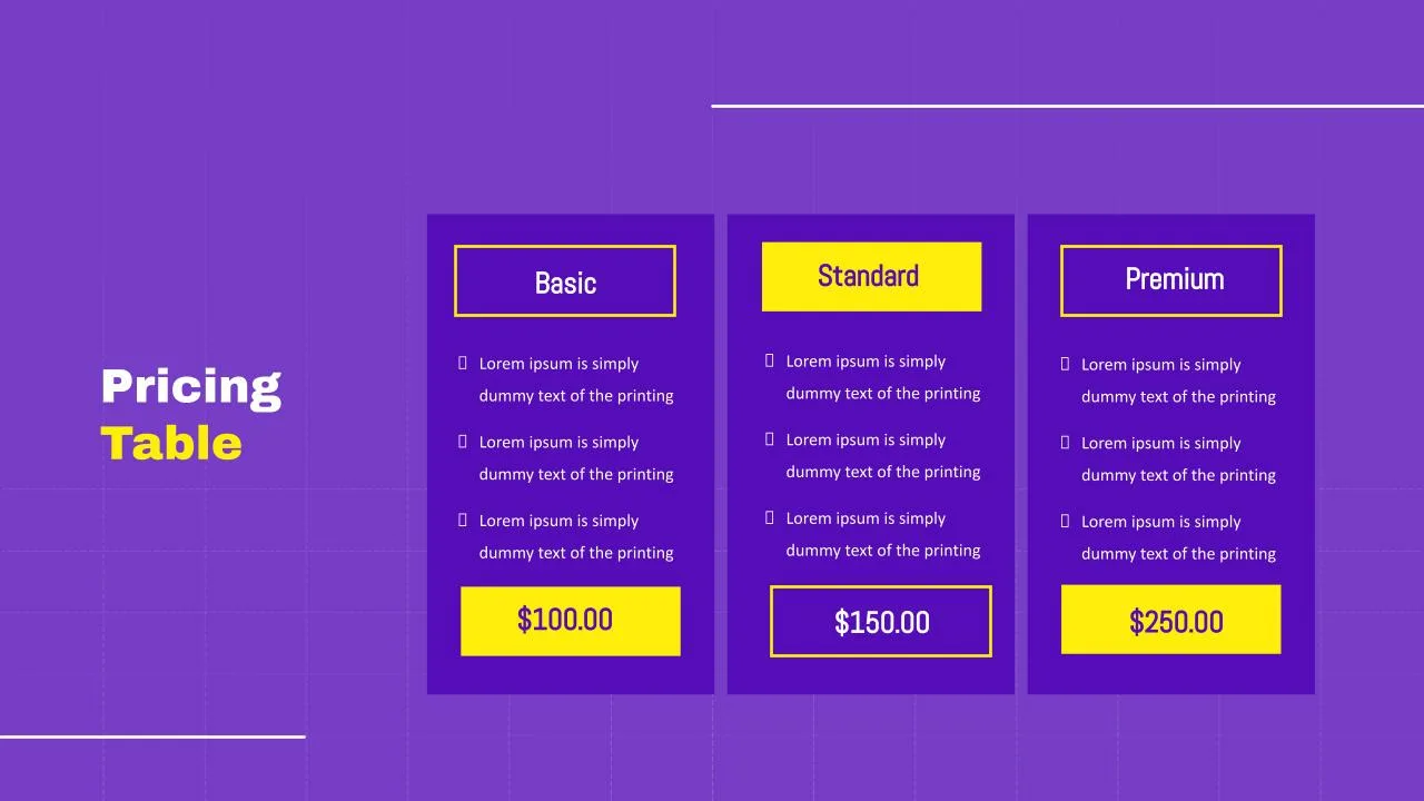 Purple Presentation Pricing Table