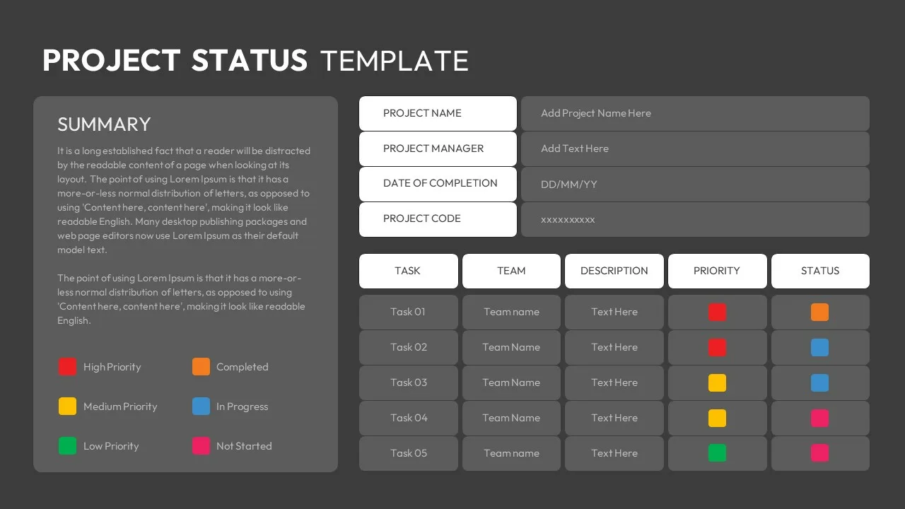 Sample Project Status Presentation