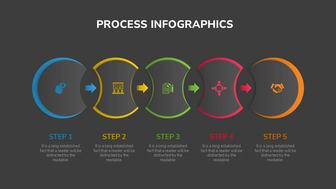 Five Step Process Infographic Slides - SlideKit