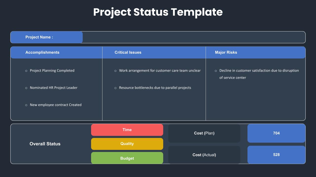 Dark Theme Project Status Report Presentation