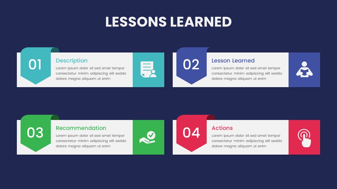 Dark Theme Lessons Learned Slide Template