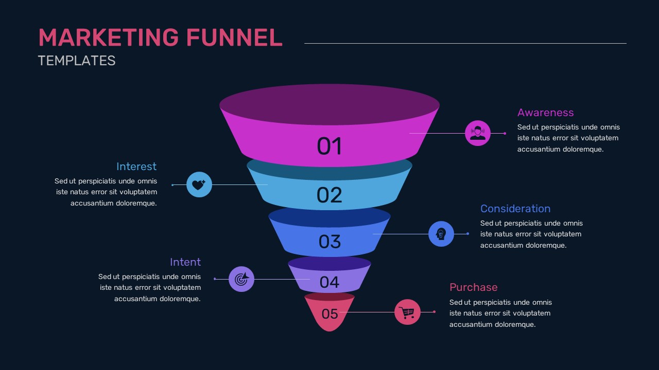 Dark Theme Marketing Funnel Template Google Slides