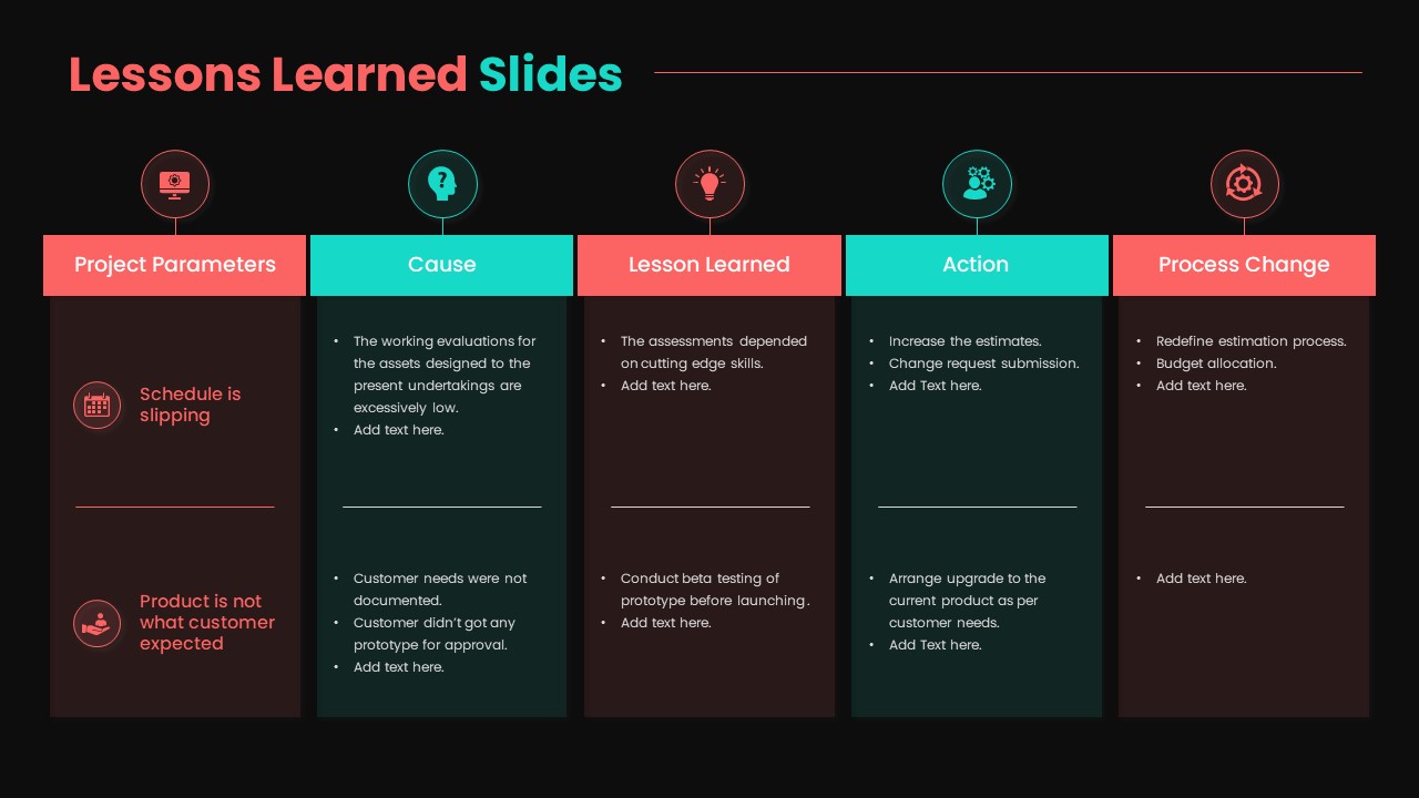 Dark Theme Simple Lessons Learned Template