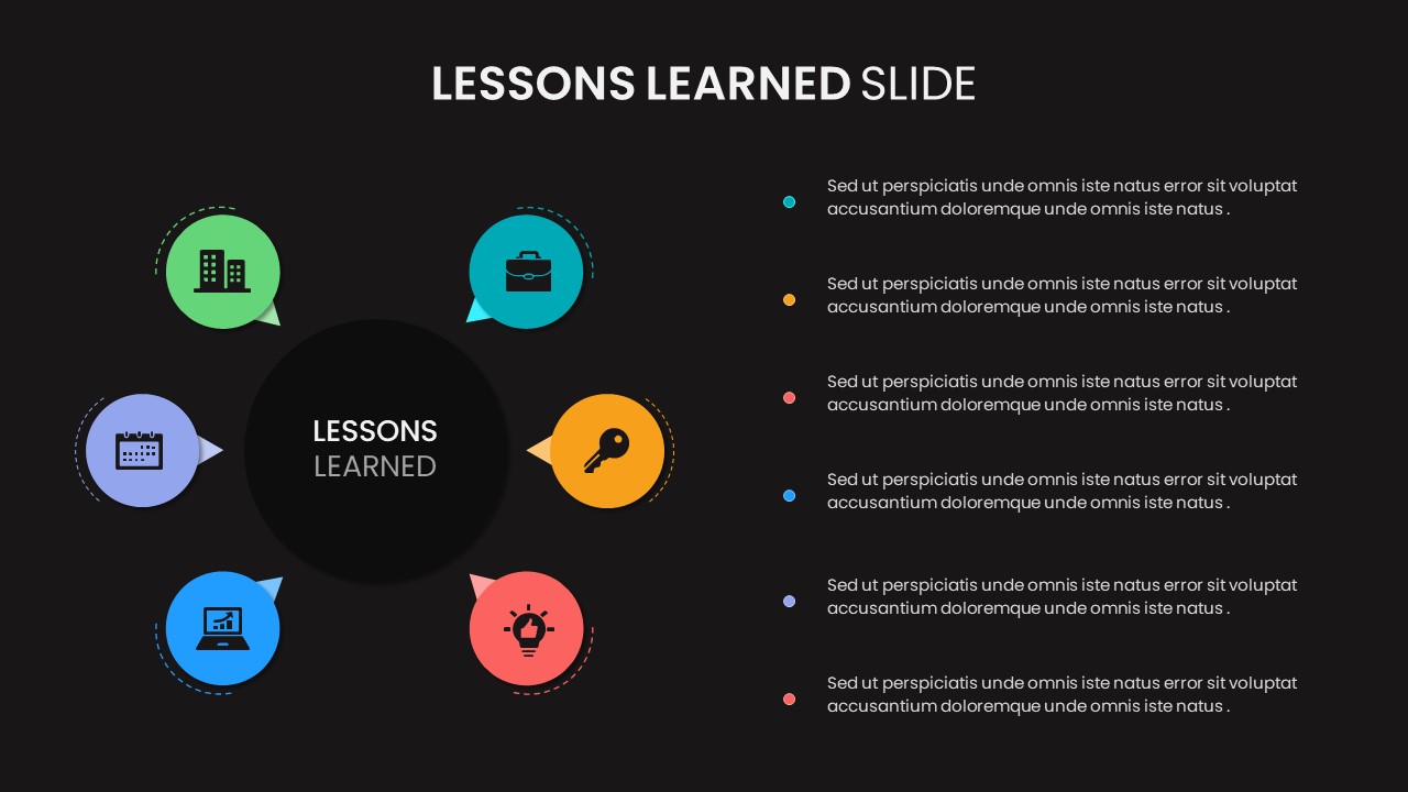 Dark Theme Lessons Learned Slide Template