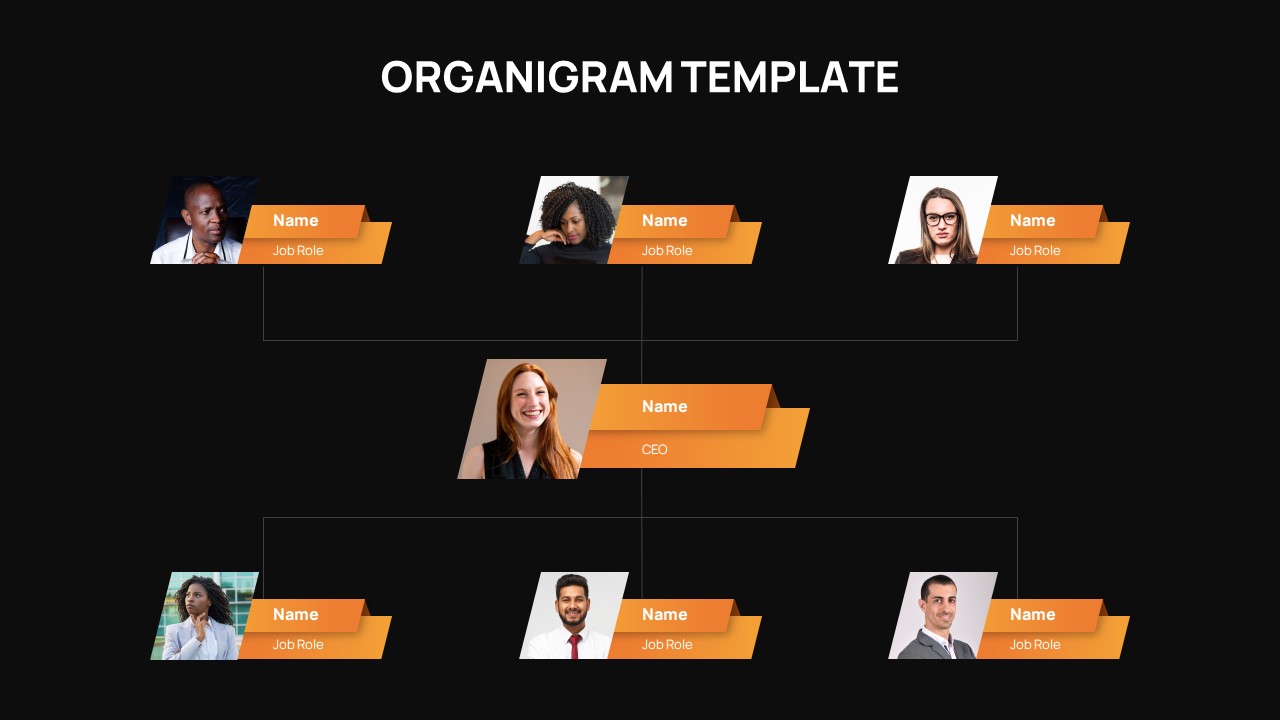Dark Theme Organizational Chart Slide