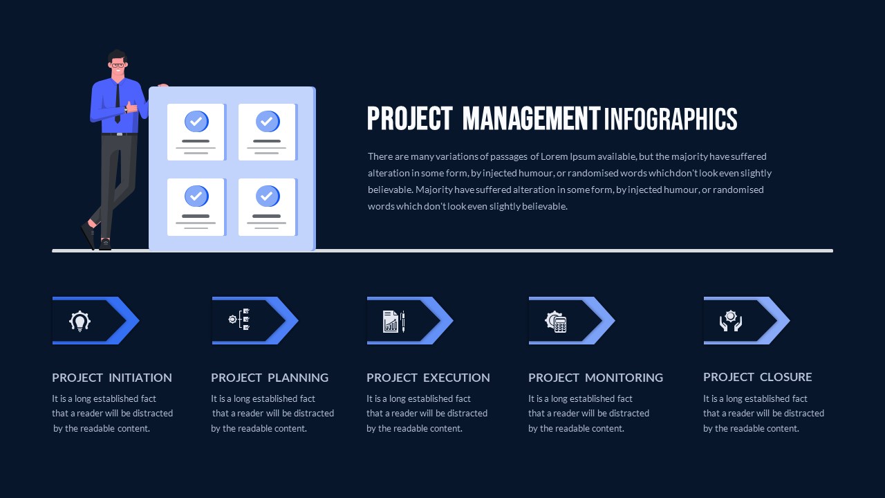 Dark Theme Project Management Slide