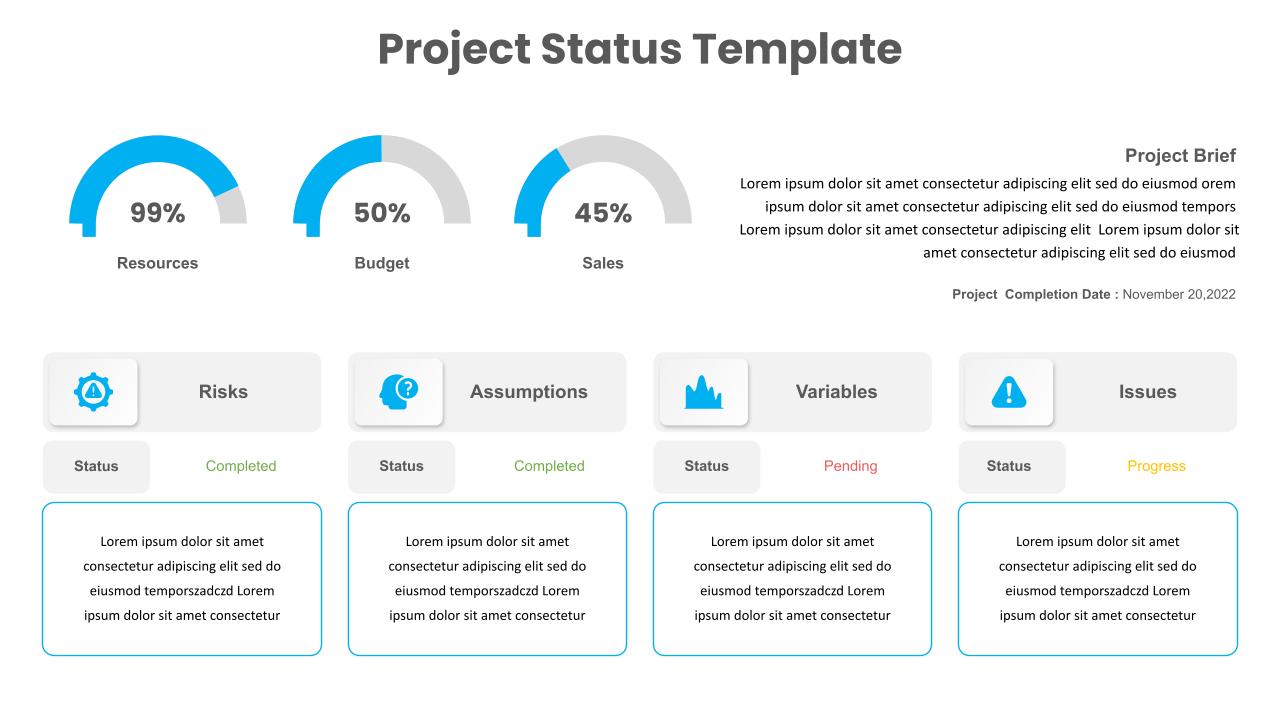 Editable Project Status Presentation Template SlideKit