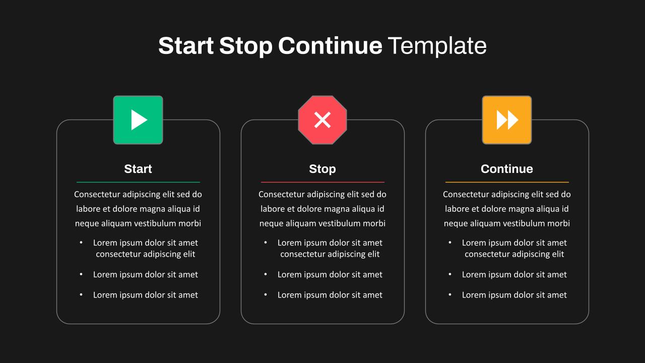 Start Stop Continue Google Slide Template SlideKit