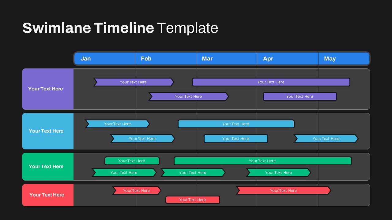 Dark Theme Swimlane Timeline Template