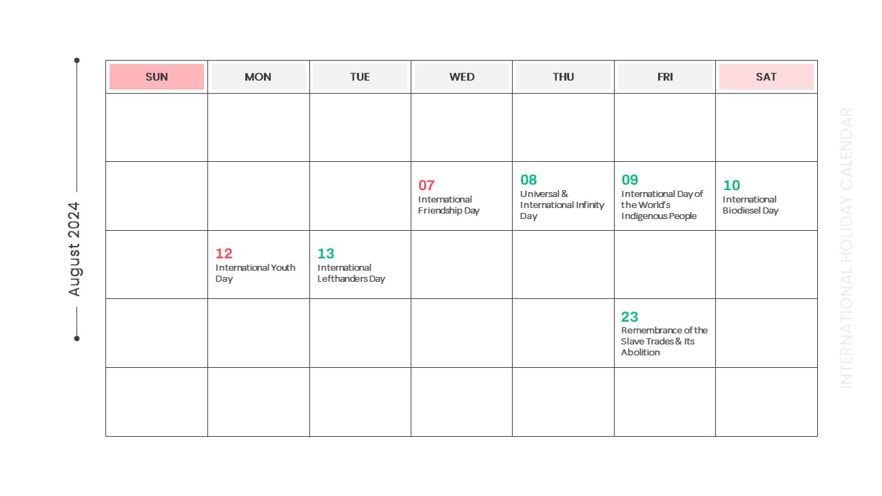 10-Holiday Calendar Template 2024