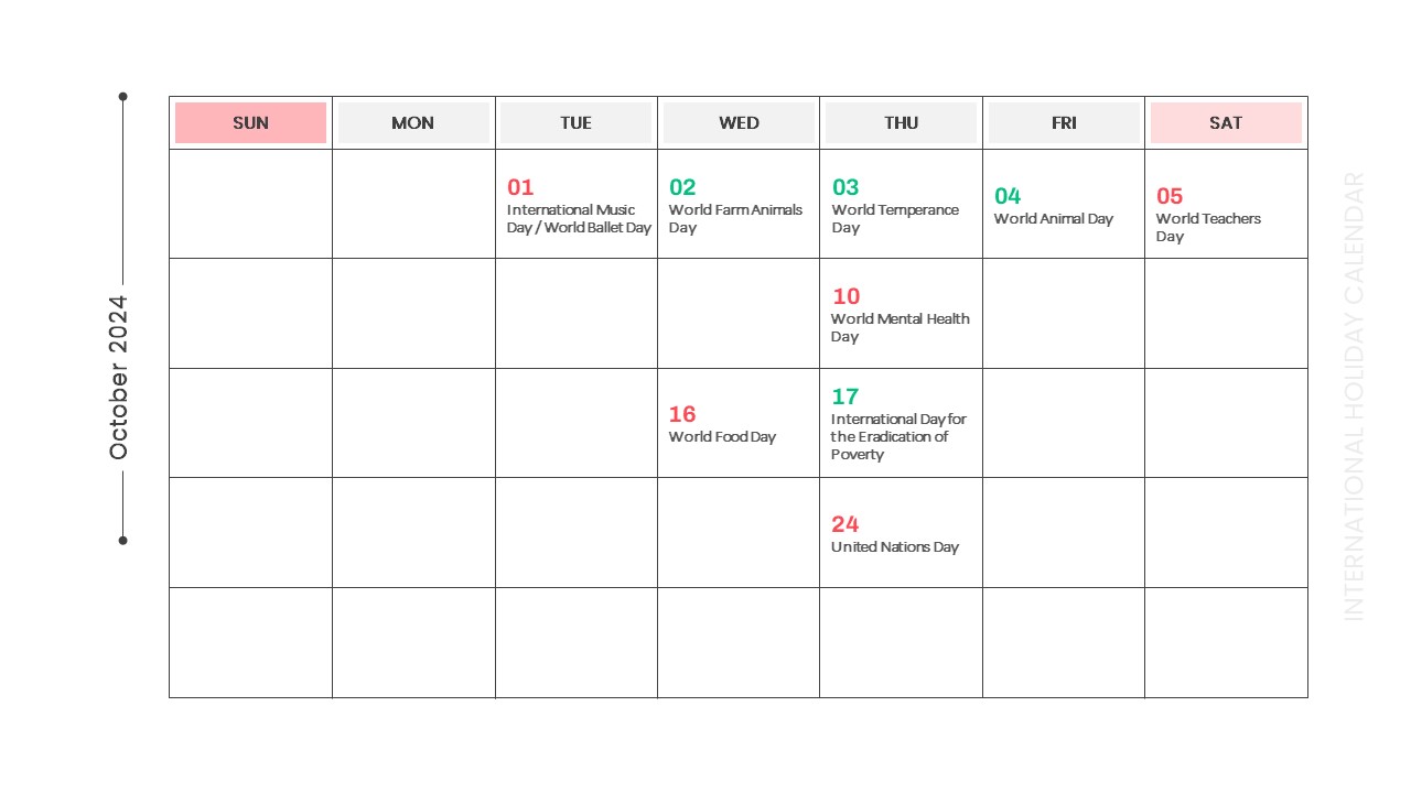 12-Holiday Calendar Template 2024