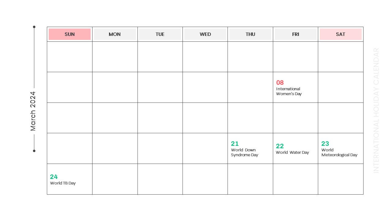 5-Holiday Calendar Template 2024