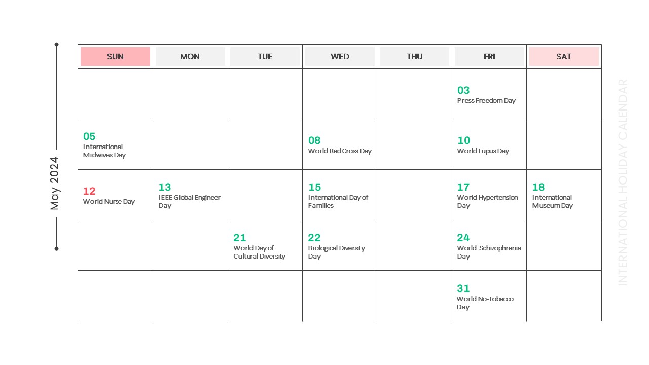 7-Holiday Calendar Template 2024
