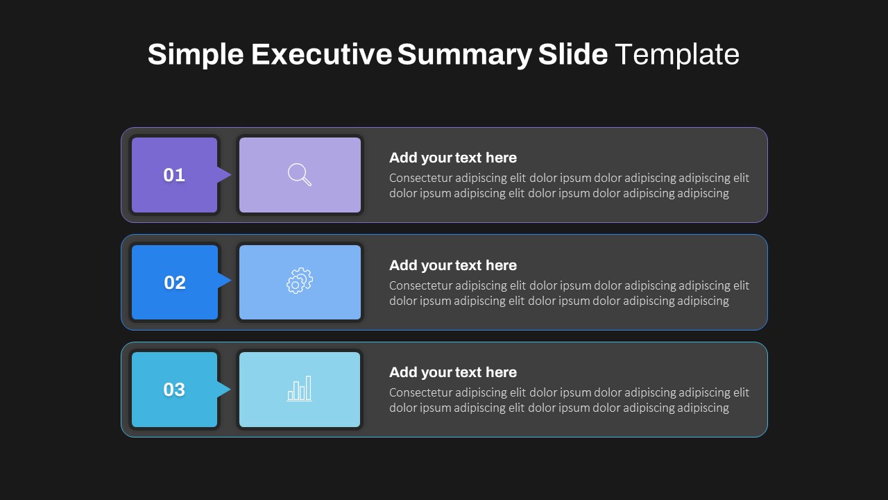 Dark Theme Best Executive Summary Slide