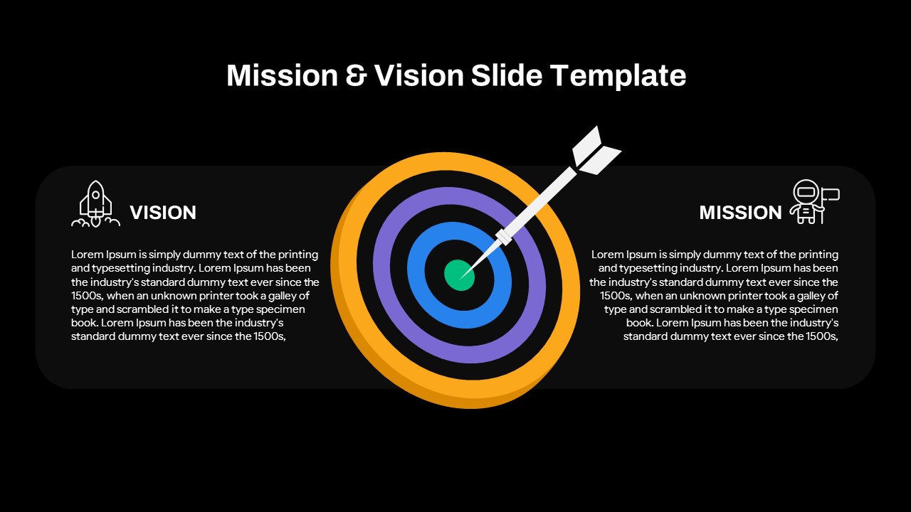 Dark Theme Vision And Mission Slide Template