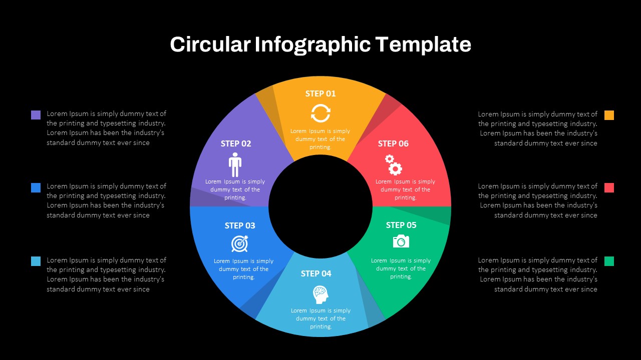 Dark Theme Circular Infographic Template Ppt