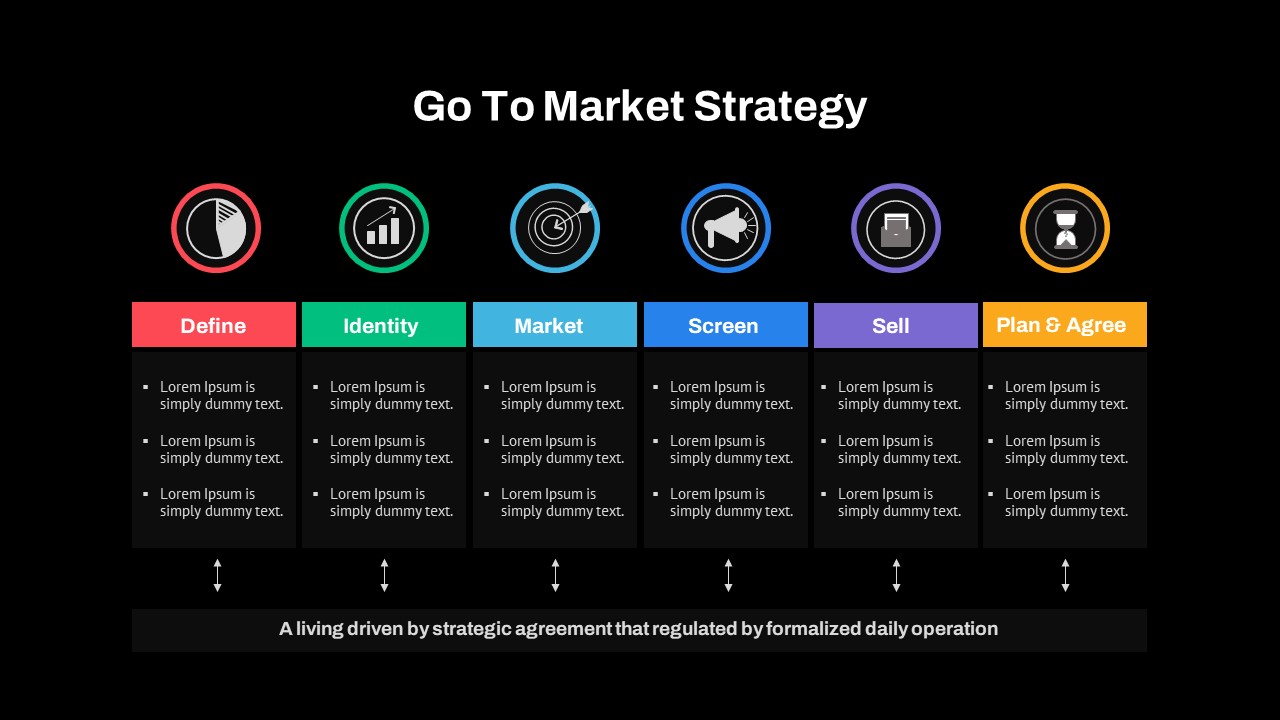 Dark Theme Go To Market Strategy Slide