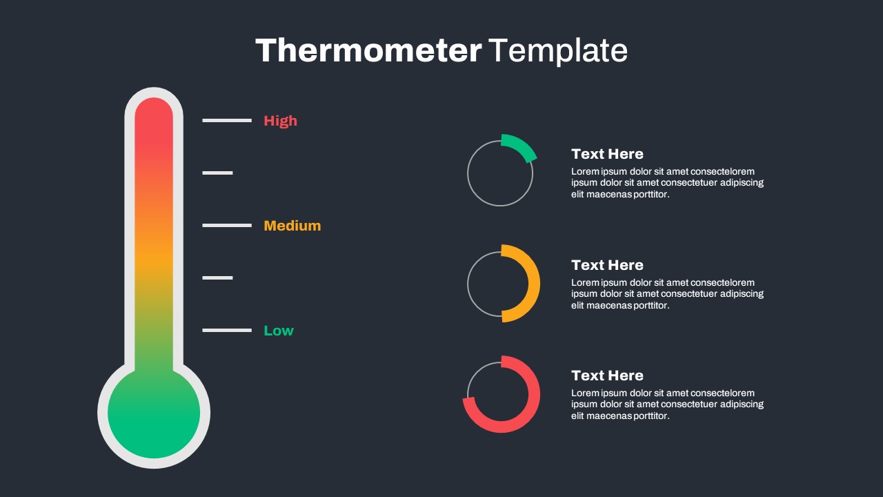 Dark Theme Thermometer Template Powerpoint