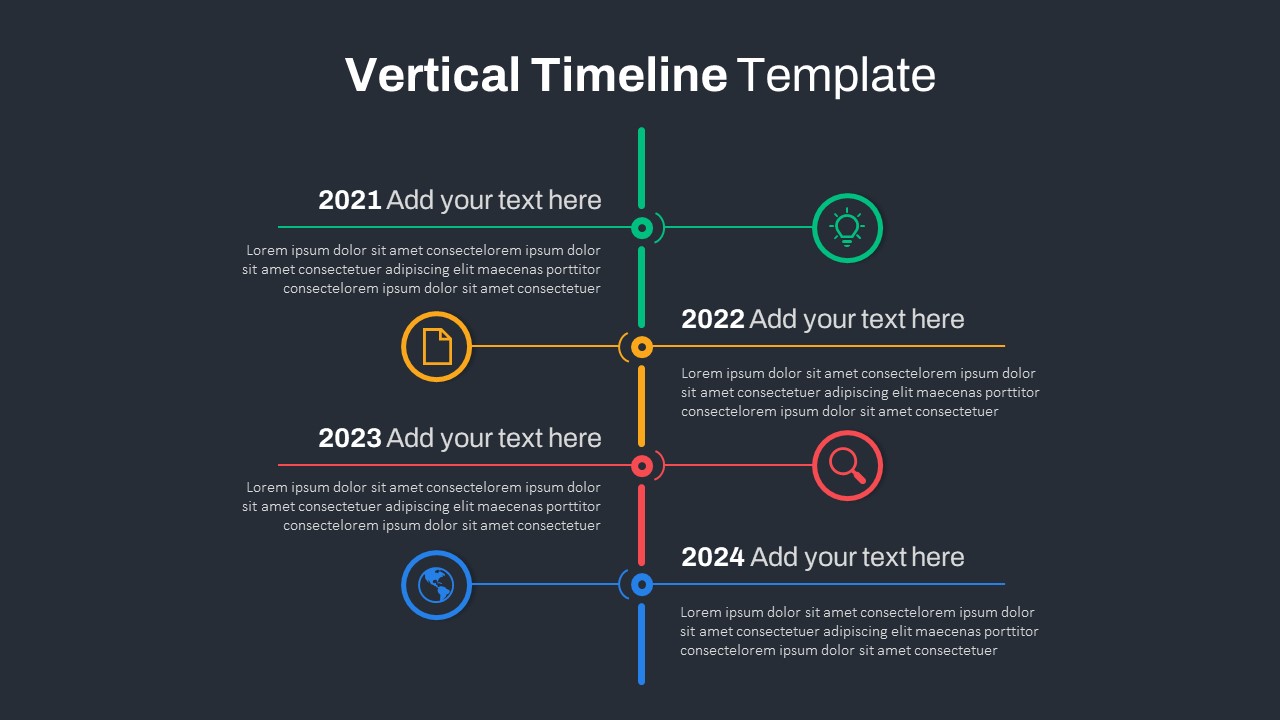 Dark Theme Timeline On Powerpoint Slide