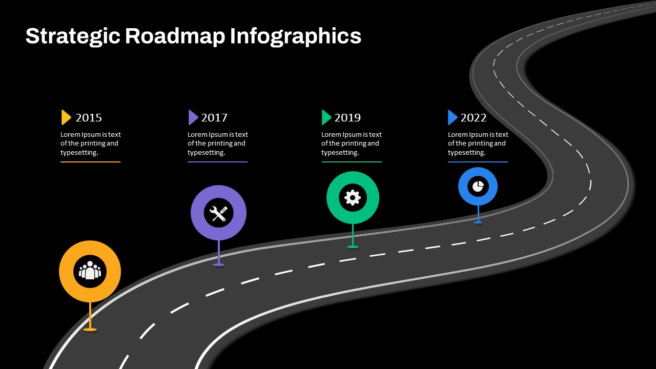 Dark Theme Roadmap Powerpoint Template