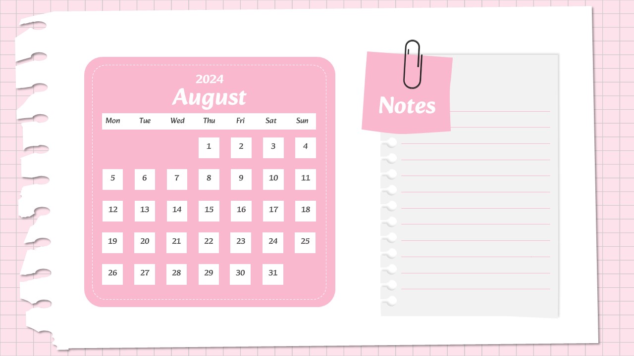 Monthly Calendar Slide Template 11