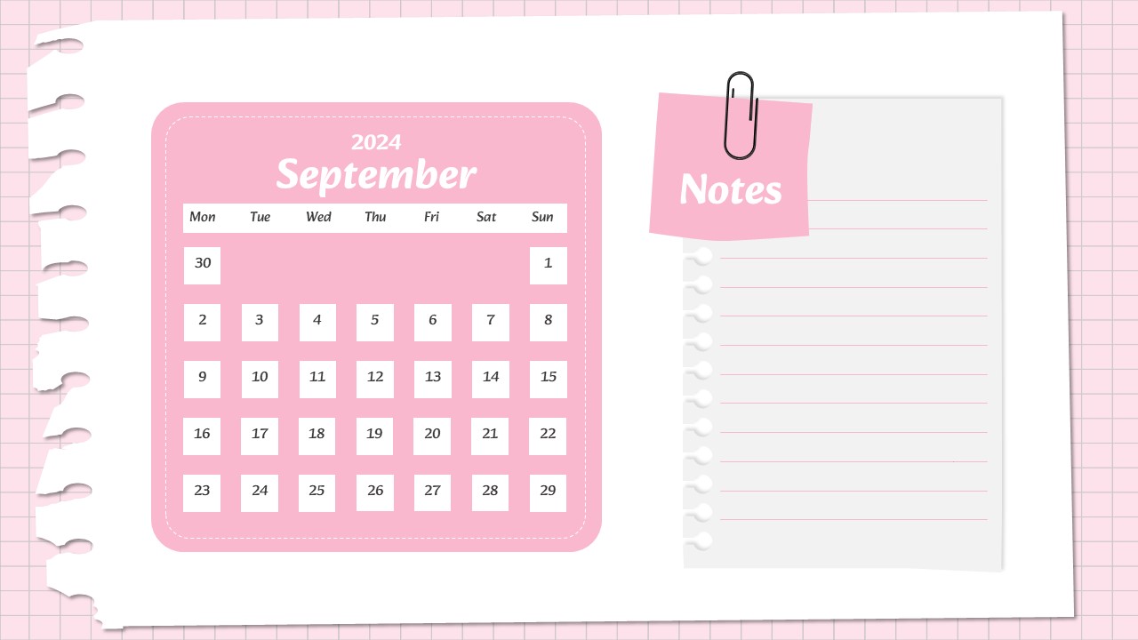 Monthly Calendar Slide Template 12