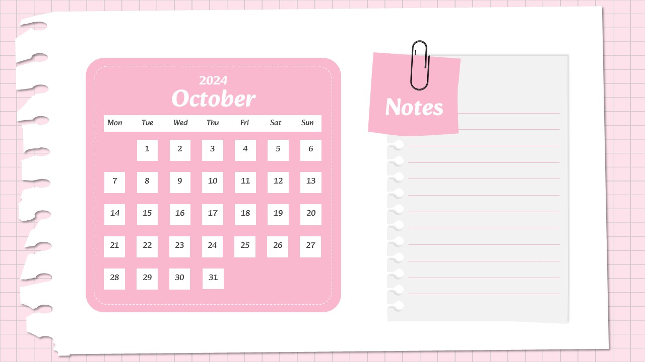 Monthly Calendar Slide Template 13