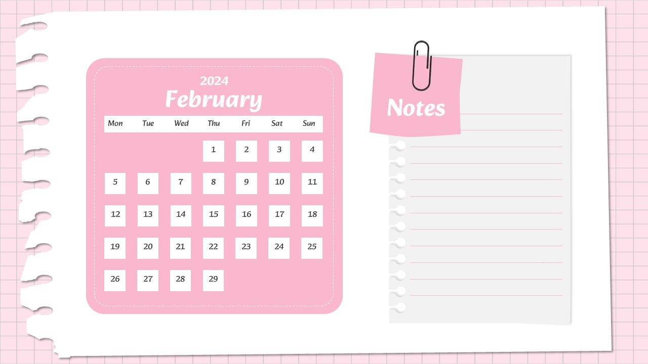 Monthly Calendar Slide Template 5