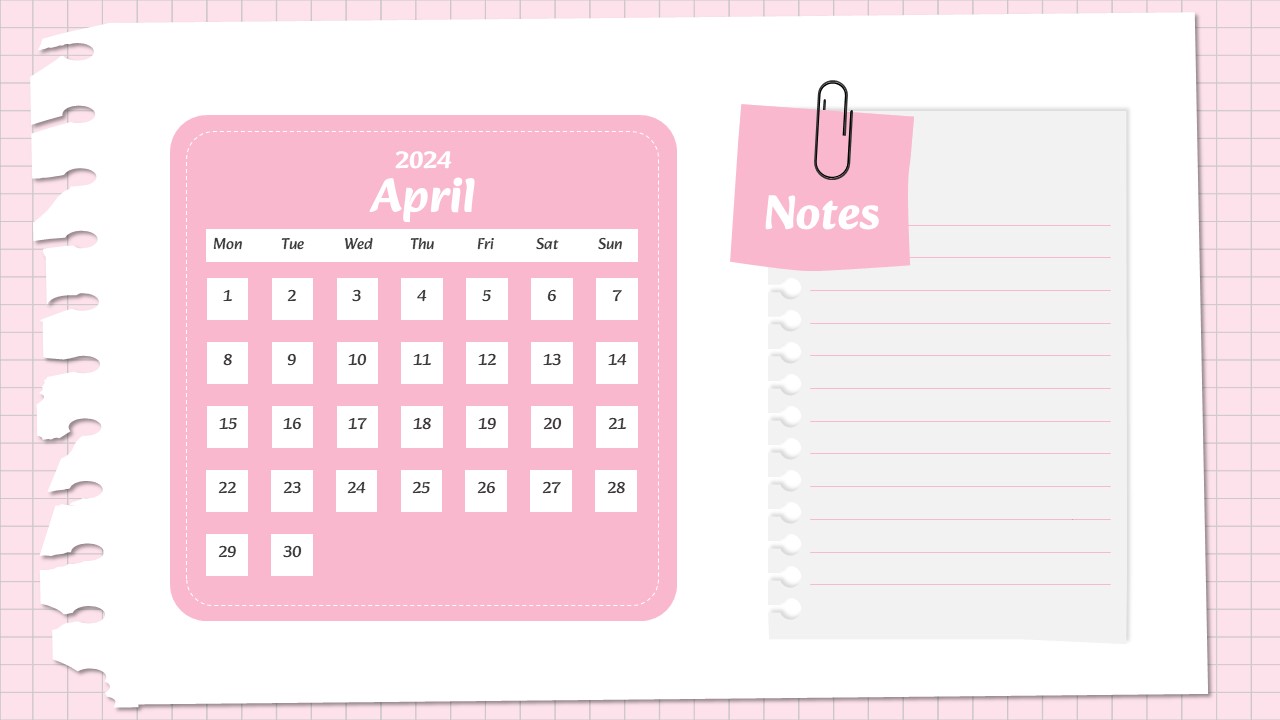 Monthly Calendar Slide Template 7