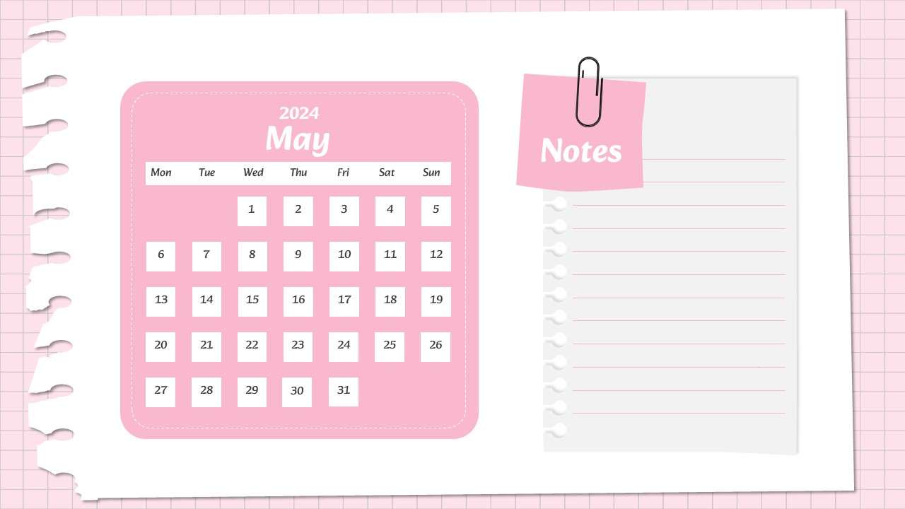 Monthly Calendar Slide Template 8