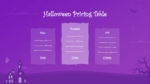 Halloween Pricing Table PowerPoint Slide