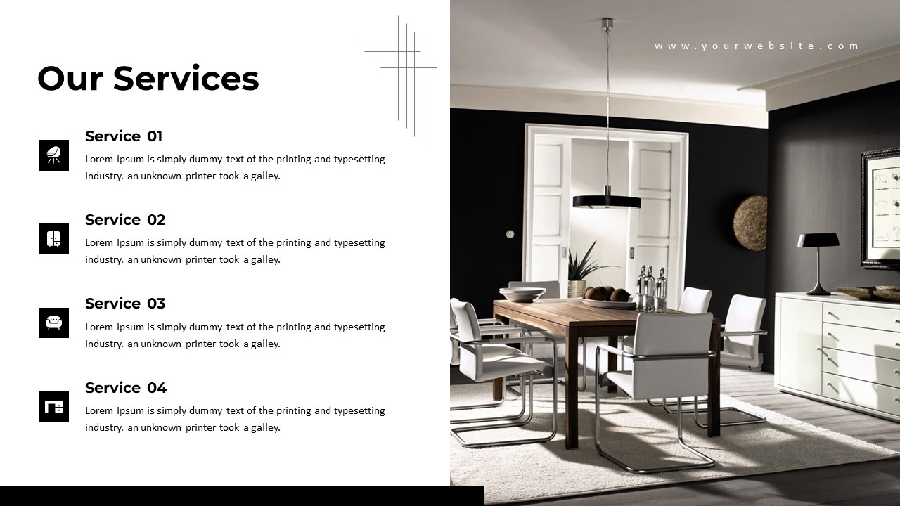 Furniture And Product Design Portfolio Our Service PPT Template and Google Slides