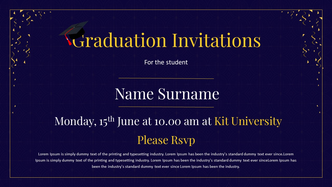 Free Graduation Invitation PowerPoint Template SlideKit Free Graduation Invitation PowerPoint Template SlideKit