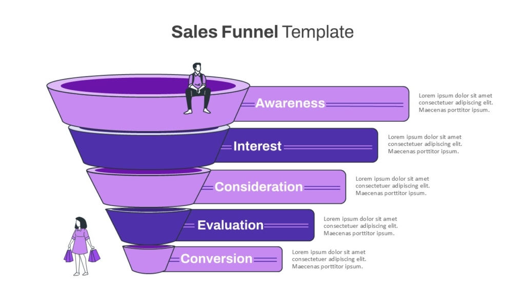 5 Stage Sales Funnel Graphic Template For PowerPoint and Google Slides