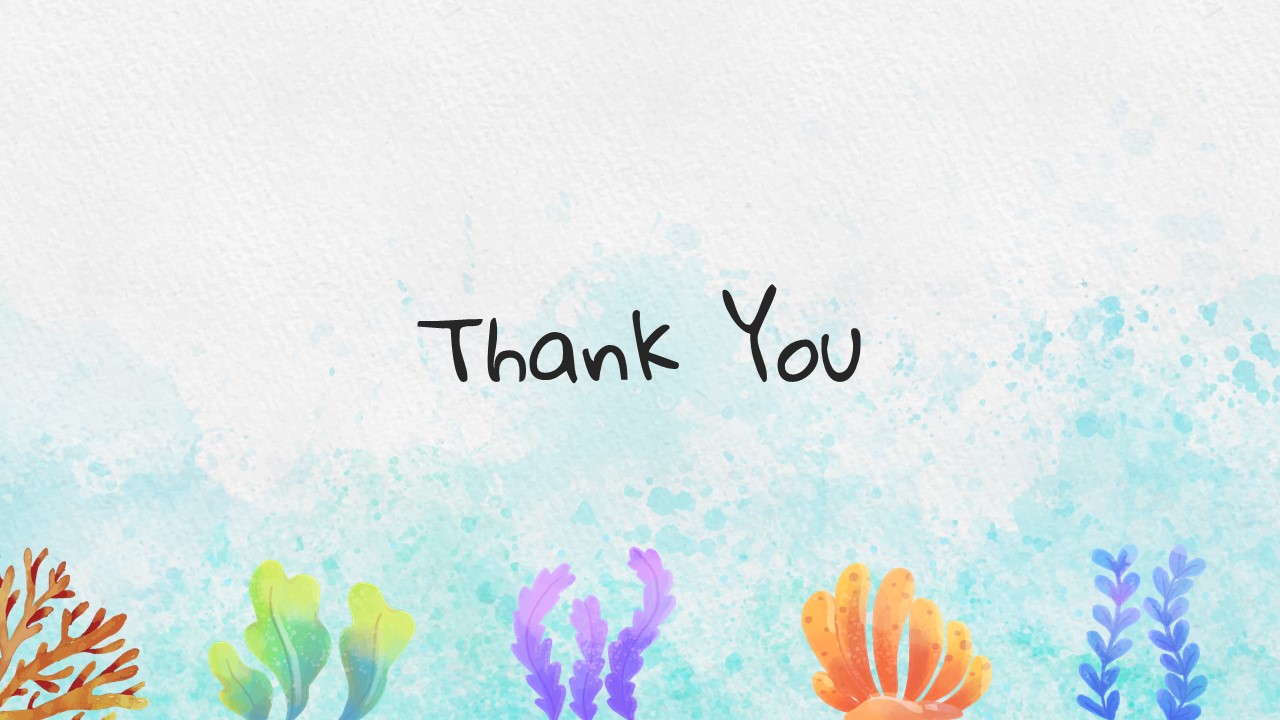 Free Cute Watercolor Mermaid Theme Thank You PowerPoint and Google Slides Templates