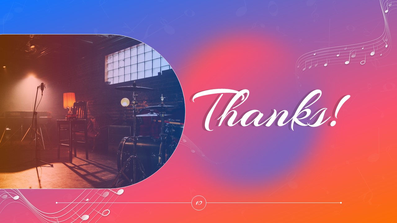 Free Music Theme Thank You PowerPoint Templates