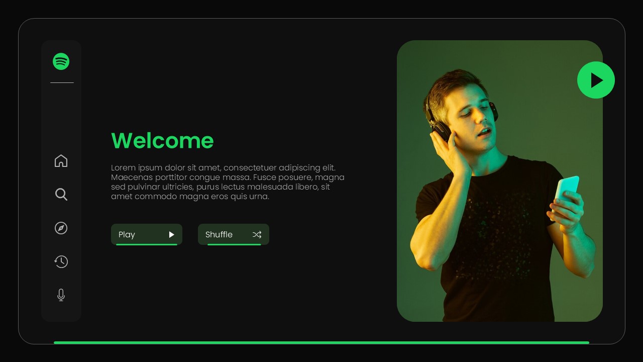 Welcome slide for Spotify PowerPoint Template and google slides