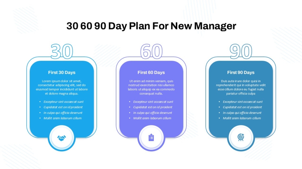 Free 30 60 90 Day Plan PPT and Google Slides Template For New Managers