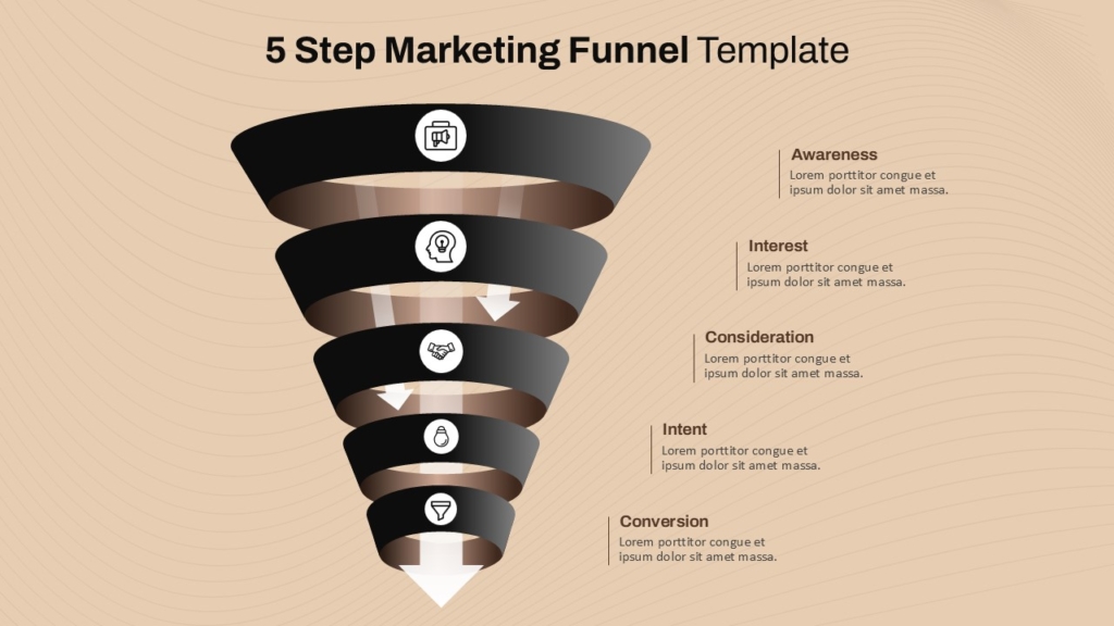 Free 5 Step Marketing Funnel PowerPoint Template and Google Slides
