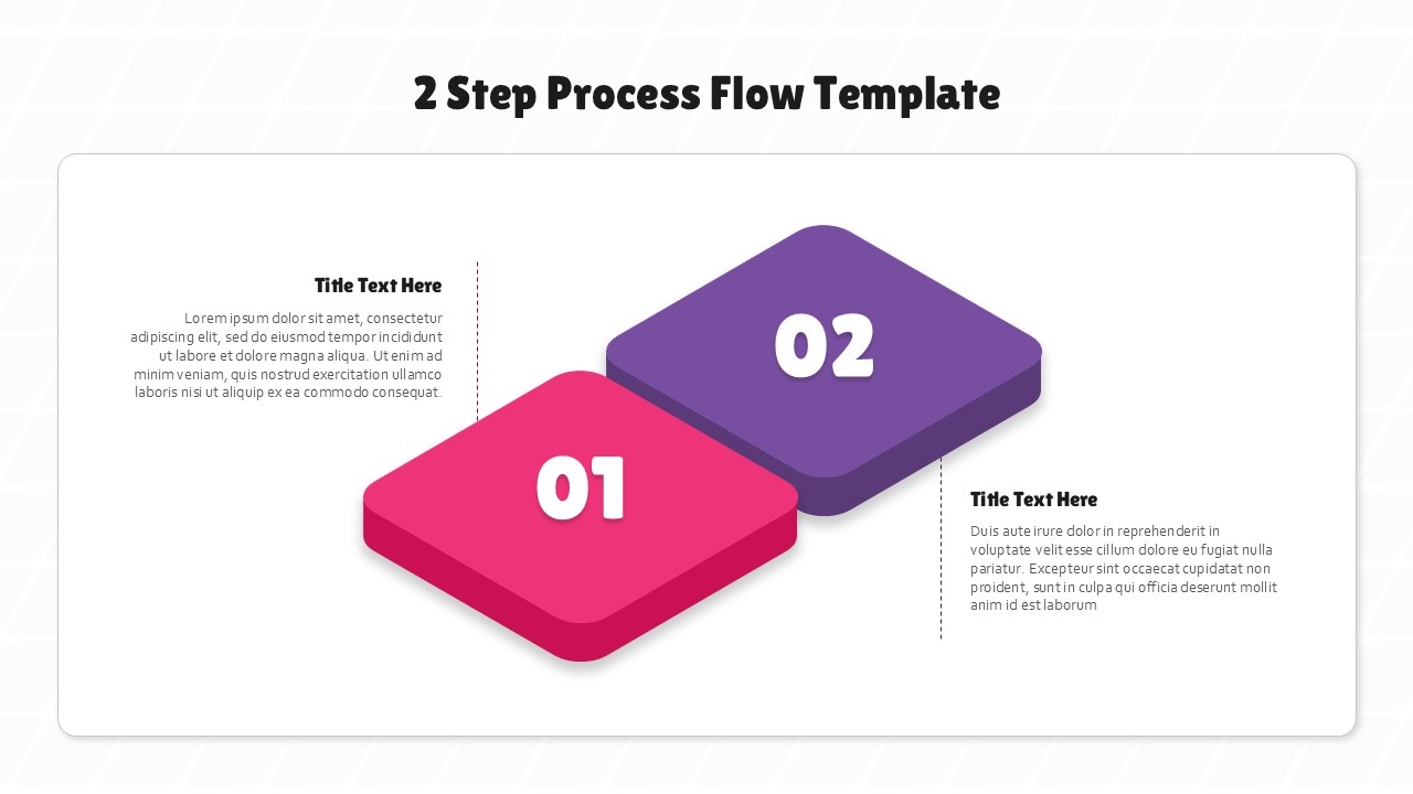 Block Style 1 to 2 Step Process Flow PowerPoint Template